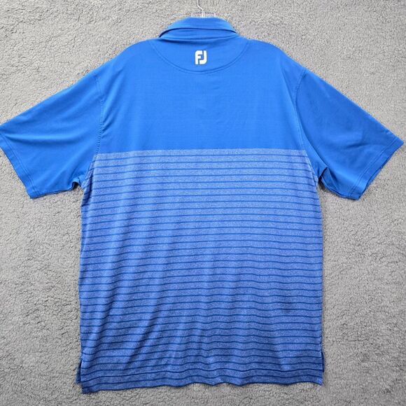 FootJoy Men's Blue Striped Casual Golf Performance Polo Shirt Size XL LOGO - Picture 9 of 13